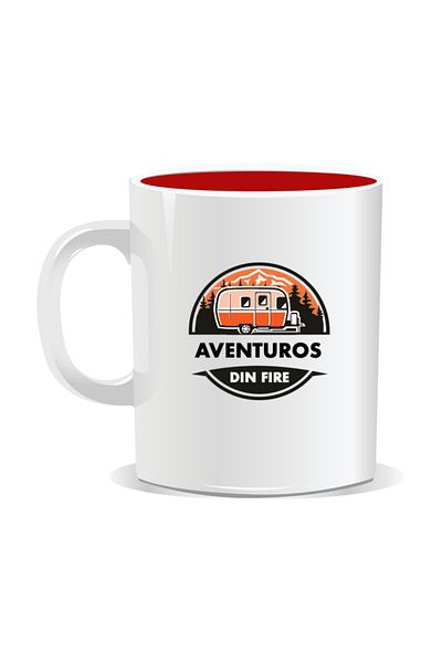 OEM Personalized mug with messages for campers, Aventuros din filo - Red interior