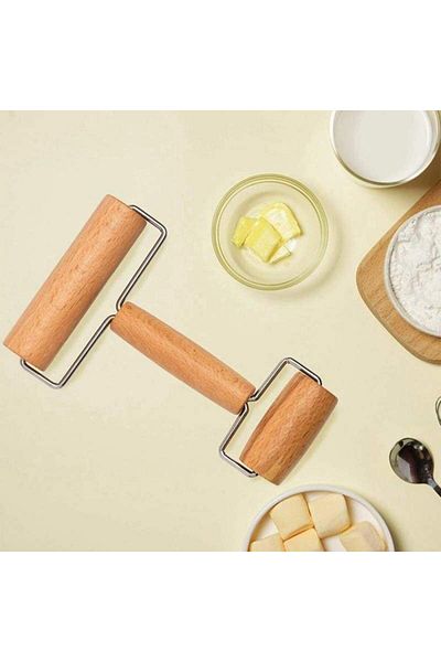 SIKS Rolling Pin for Dough, Roller Type, 2 Wooden Heads, 18x11x6 cm