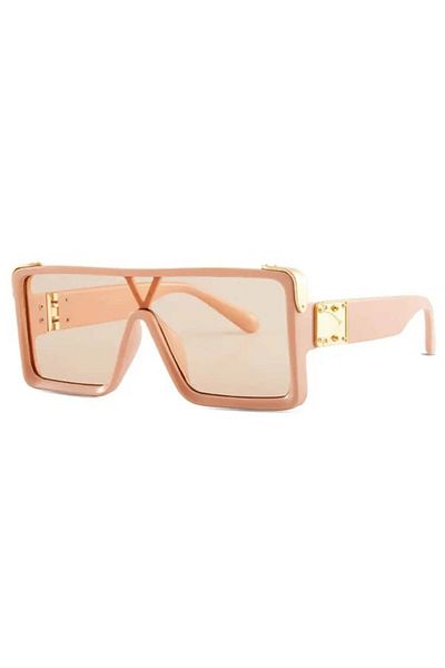 Tessero Shield Square Oversize Sunglasses, unisex, UV400 protection, single lens model, pink