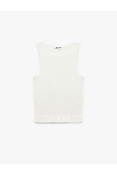 Koton New Season Crew Neck Ruffle Detailed Gipeli Cotton Tank Top