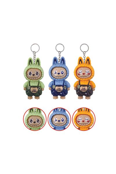 IQTENA LA BUBU Plastic Bunny Keychain – Face-Changing Expressions | Small Size 10 cm