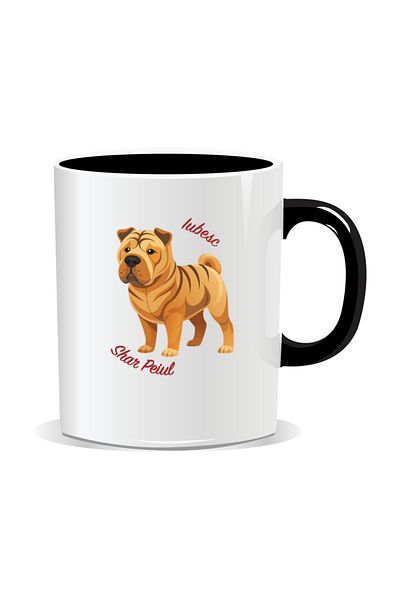 OEM Personalized mug with messages for dog lovers, I love Shar Pei - Black interior