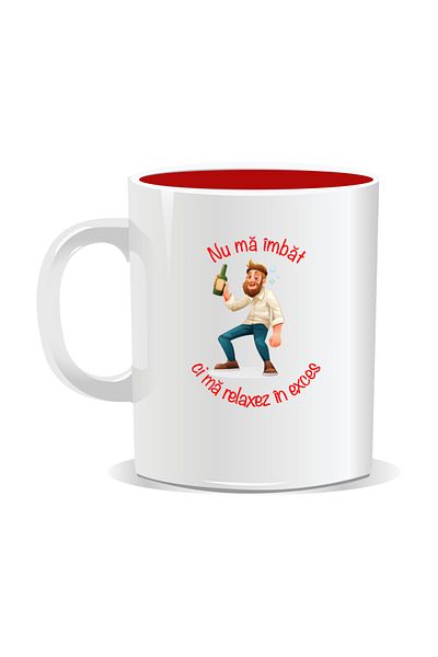 OEM Personalized mug with message for stylish drinkers, I don't get drunk - Red interior