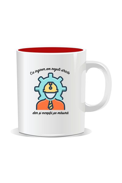 OEM Personalized mug with messages for engineers, As an engineer I have strict rules - Red interior