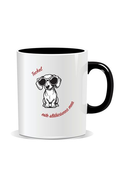 OEM Personalized mug with messages for dog lovers, Dachshund is my weakness - Black interior