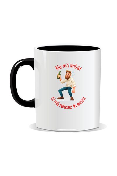 OEM Personalized mug with message for stylish drinkers, I don't get drunk - Black interior