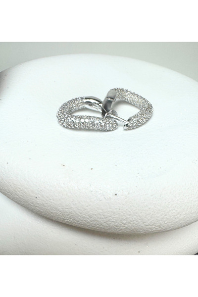 LYRA Silver Stone Drop Hoop Earrings