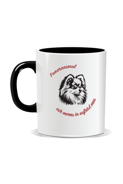 OEM Personalized mug with messages for dog lovers, Pomeranian - Black interior