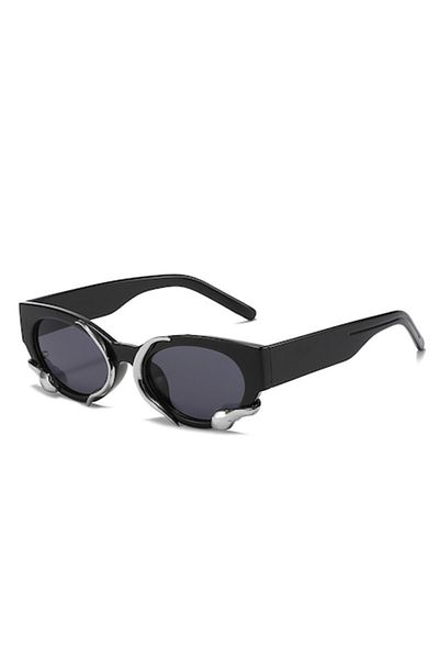 Tessero Ochelari de soare pentru femei, ovali Cat Eye, model în formă de șarpe, protecție UV400, Tessero, negri