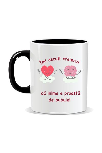 OEM Personalized mug with funny message, I listen to my brain because my heart is pounding, black interior