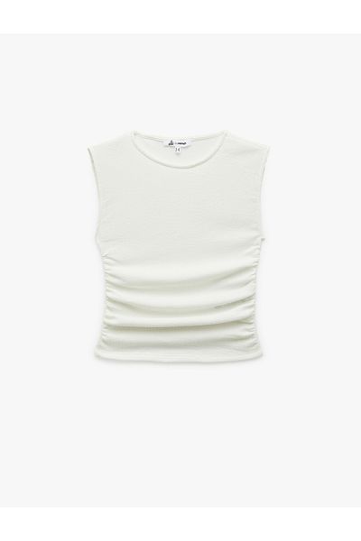 Koton New Season Sleeveless Crew Neck Slim Fit Draped Blouse