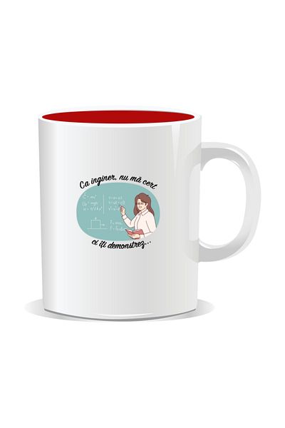 OEM Personalized mug with messages for engineers, As an engineer I don't argue, I prove it to you - Red interior