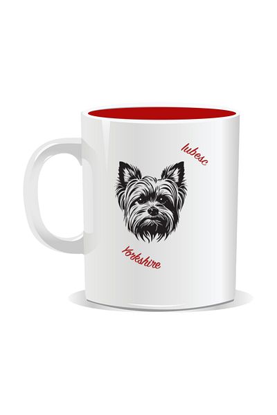 OEM Personalized mug with messages for dog lovers, I love Yorkshire - Red interior