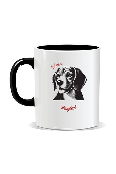OEM Personalized mug with messages for dog lovers, I love beagle - Black interior