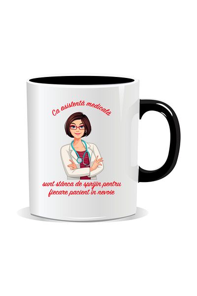 OEM Personalized mug for nurses, Rock of support - Black interior