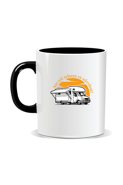 OEM Personalized mug with messages for campers, This is how I truly relax - Black interior