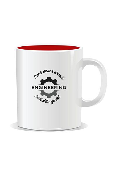 OEM Personalized mug with messages for engineers, If it looks simple, it's probably brilliant - Red interior