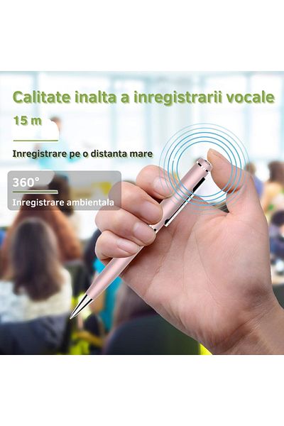 Spionescu Pen with hidden microphone, 10 hours battery life, MP3 Player, 32GB, rose gold - D3191
