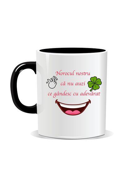 OEM Personalized mug with funny message, Lucky you can't hear what I'm thinking - Black interior
