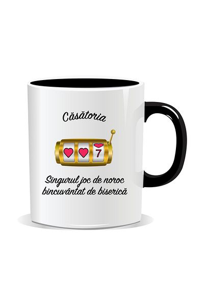OEM Personalized mug with funny message, the only game of chance blessed by the church - Black interior