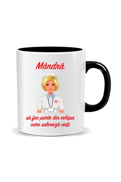 OEM Personalized mug for nurses, I want to be part of the team - black interior
