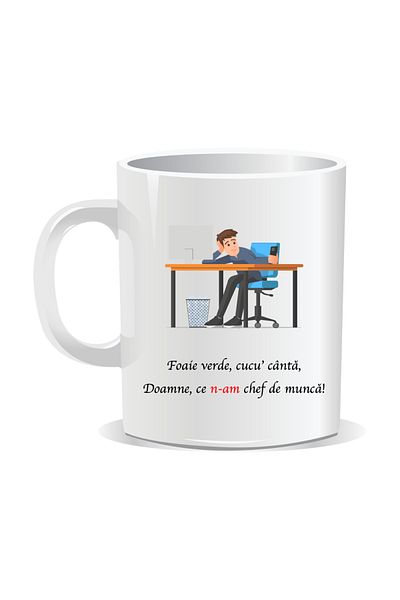 OEM Personalized mug with funny message, Green leaf cuckoo sings - White interior