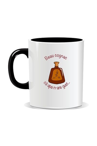 OEM Personalized mug with message for stylish drinkers, I drink cognac like water has no taste - Black interior