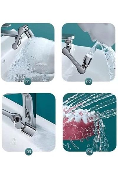 MCreative 1080 Degree Swivel Robotic Arm Faucet Head, Faucet Extension Attachment Bit, A1, Chrome