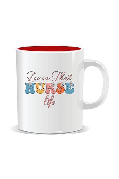OEM Personalized mug for nurses, Livin' that nurse life - Red interior