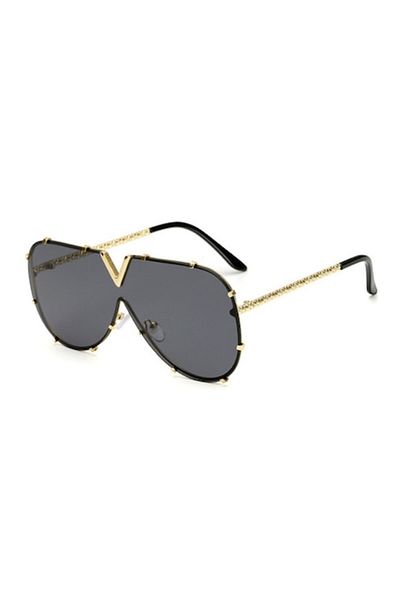 Tessero - Sunglasses, unisex, model V, metal frames, UV400 protection, gold and black