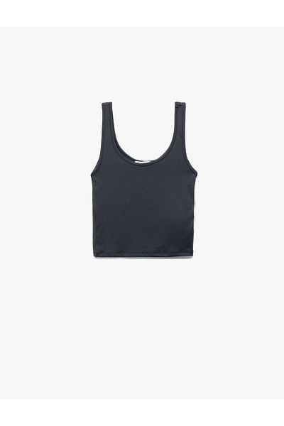 Koton New Season U Neck Slim Fit Sleeveless Basic Crop Blouse