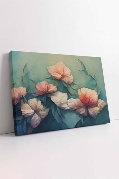KOSS Dijital Διακοσμητικός πίνακας σε καμβά με λουλούδια, ζωγραφική με ροζ λο...