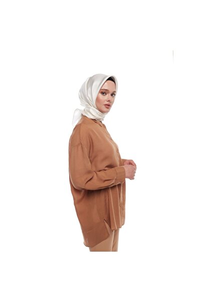 ipekevi Eșarfă din mătase twill simplă - Ecru