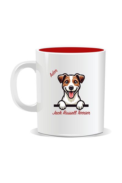 OEM Personalized mug with messages for dog lovers, I love Jack Russel Terrier - Red interior
