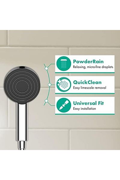 MCreative Pulsify S Shower Head, Shower Head, 1 Spray Types, Anti-Limescale Function, Chrome, Plastic