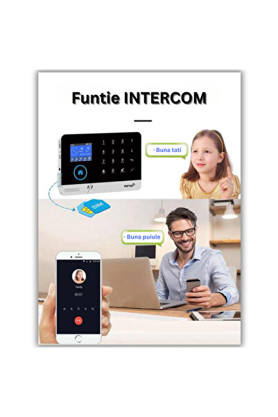 Spionescu Sistem de alarmă wireless, GSM/SIM/RFID, ecran tactil, control prin aplicație - ACJ-401