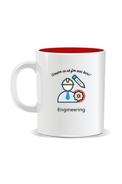 OEM Personalized mug with messages for engineers, We make mistakes to be better - Red interior