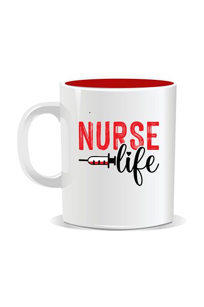 OEM Personalized mug for nurses, Nurse life - Red interior