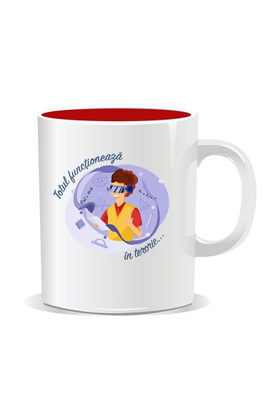 OEM Personalized mug with messages for engineers, Everything works...in theory - Red interior