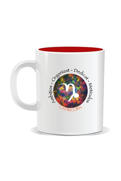 OEM Personalized mug with zodiac, Cosmos colored with Capricorn - Red interior