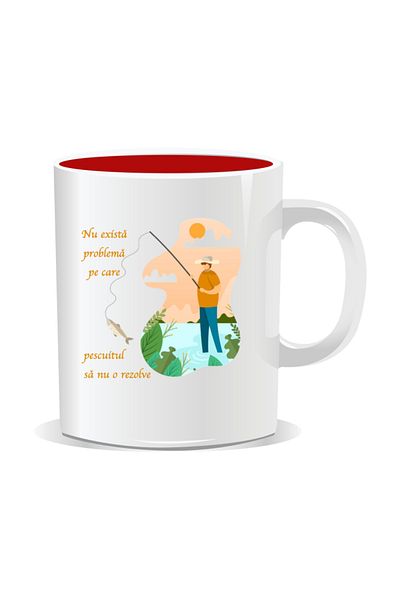 OEM Personalized mug with message for fishermen, No problem - Red interior