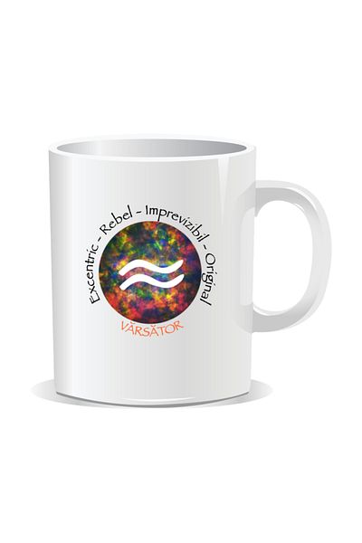 OEM Personalized mug with zodiac, Cosmos colored with Aquarius - White interior