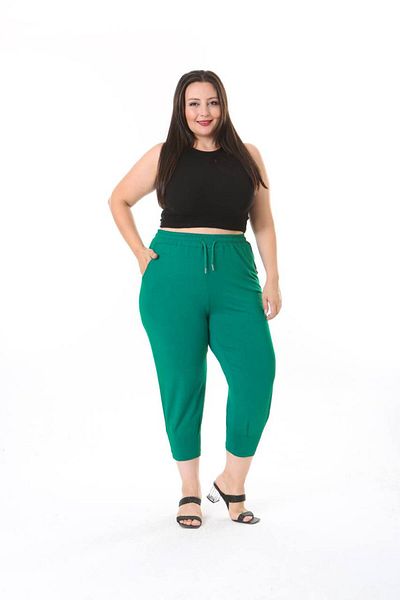 TUSSE Women's 100% Cotton Linen Slouchy Balloon Leg Elastic Waist Large Size Casual Pants