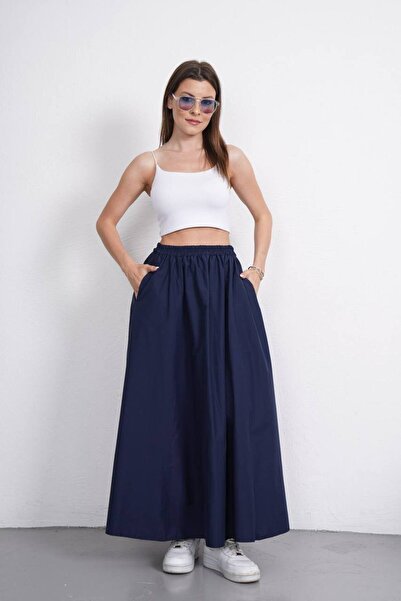 Gülmude Довга спідниця з двома кишенями, еластичний пояс, бавовняна тканина, що не ковзає, довжина (90) см