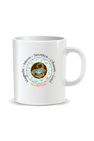 OEM Personalized mug with zodiac, complete horoscope with Scorpios - White interior