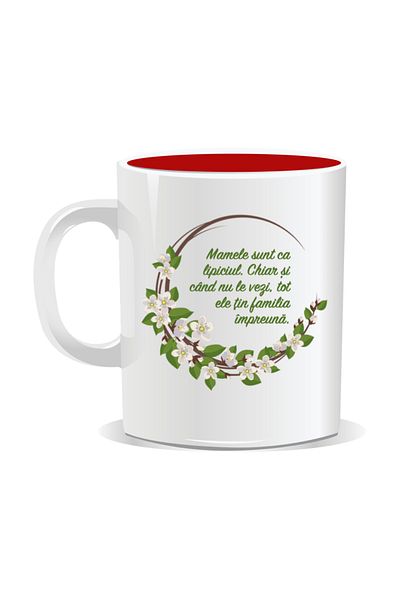 OEM Personalized mug with March 8 messages for mothers, Mothers are like glue - Red interior