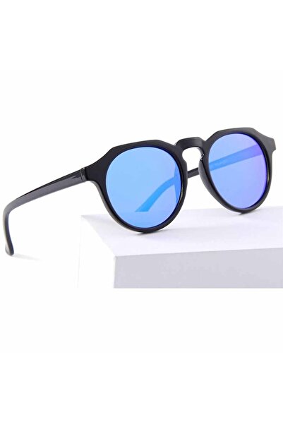 Tessero Ochelari de soare rotunzi, unisex, protecție UV400, lentilă polarizată albastră, negri