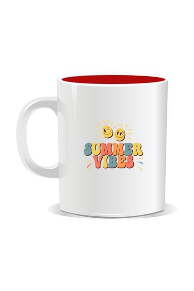 OEM Personalized mug with summer messages, Summer Vibes 8 - Red interior