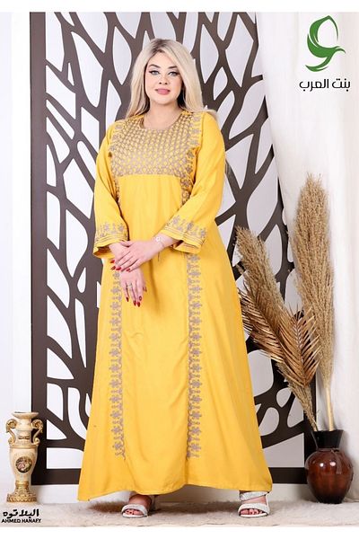 Genrics Embroidered two-thirds-sleeved reception jalabiya made of light and soft Marasi fabric, giving you a feeling of comfort and freshness