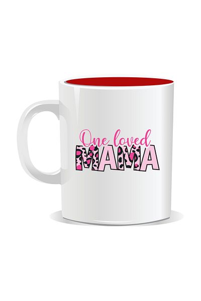 OEM Personalized mug with March 8 messages for mothers, One loved MAMA - Red interior